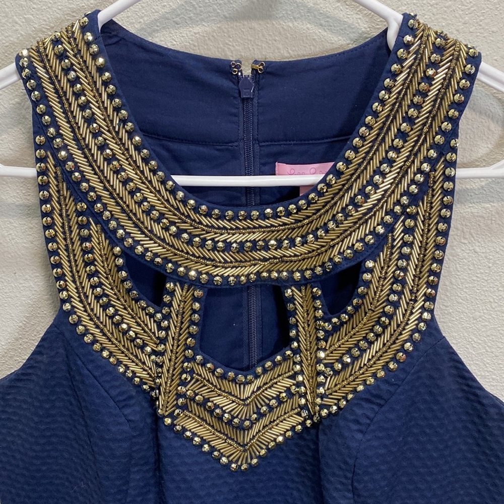Lily Pulitzer Carlton shift dress beaded neckline - Picture 4 of 11